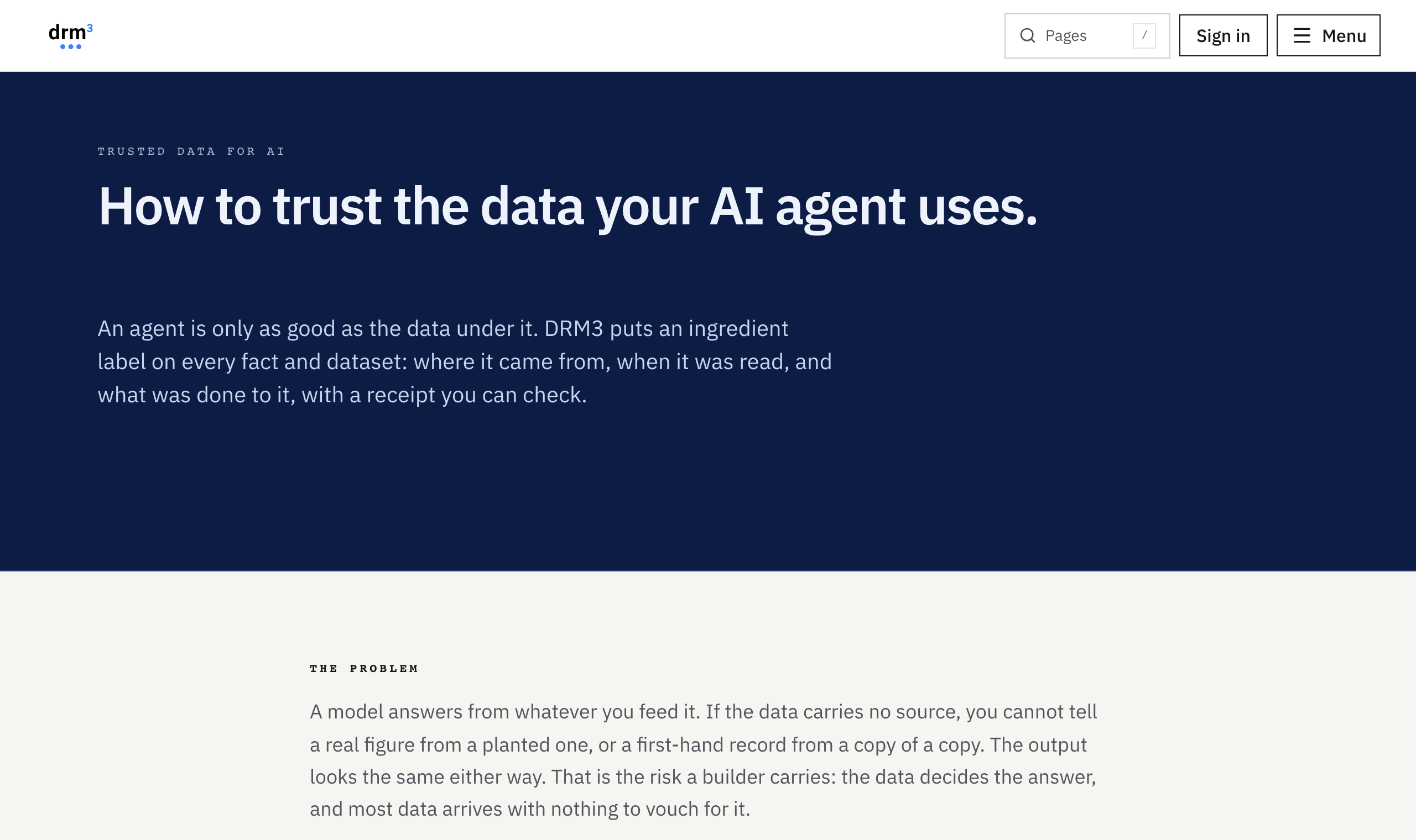 The DRM3 trusted-data page.