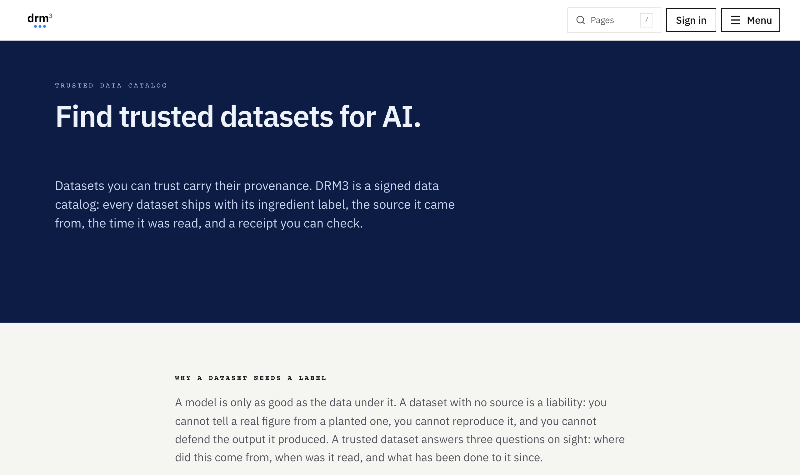 The DRM3 signed data catalog.