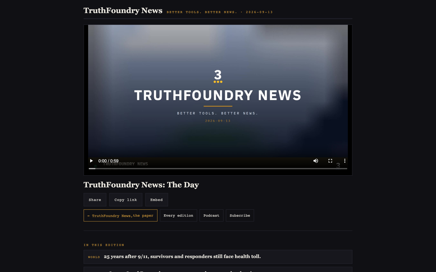 The daily video edition, presented by the desk's own anchors