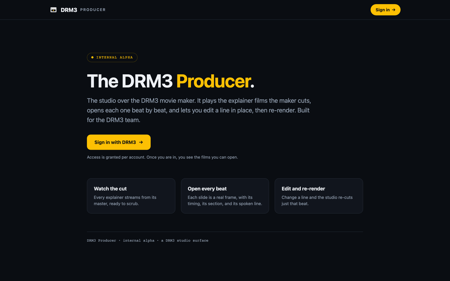 The DRM3 Producer: watch the cut, open every beat, edit and re-render